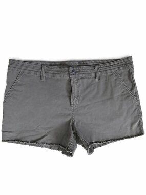 PrAna Organic Cotton Olive Green Raw Hem Shorts | Size 14